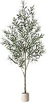 Alupssuc 6FT Lifelike Artificial Olive Tree with Real Touch Fruits & Trunk, Faux Potted Plant in White Pot for Home Office Living Room Decor