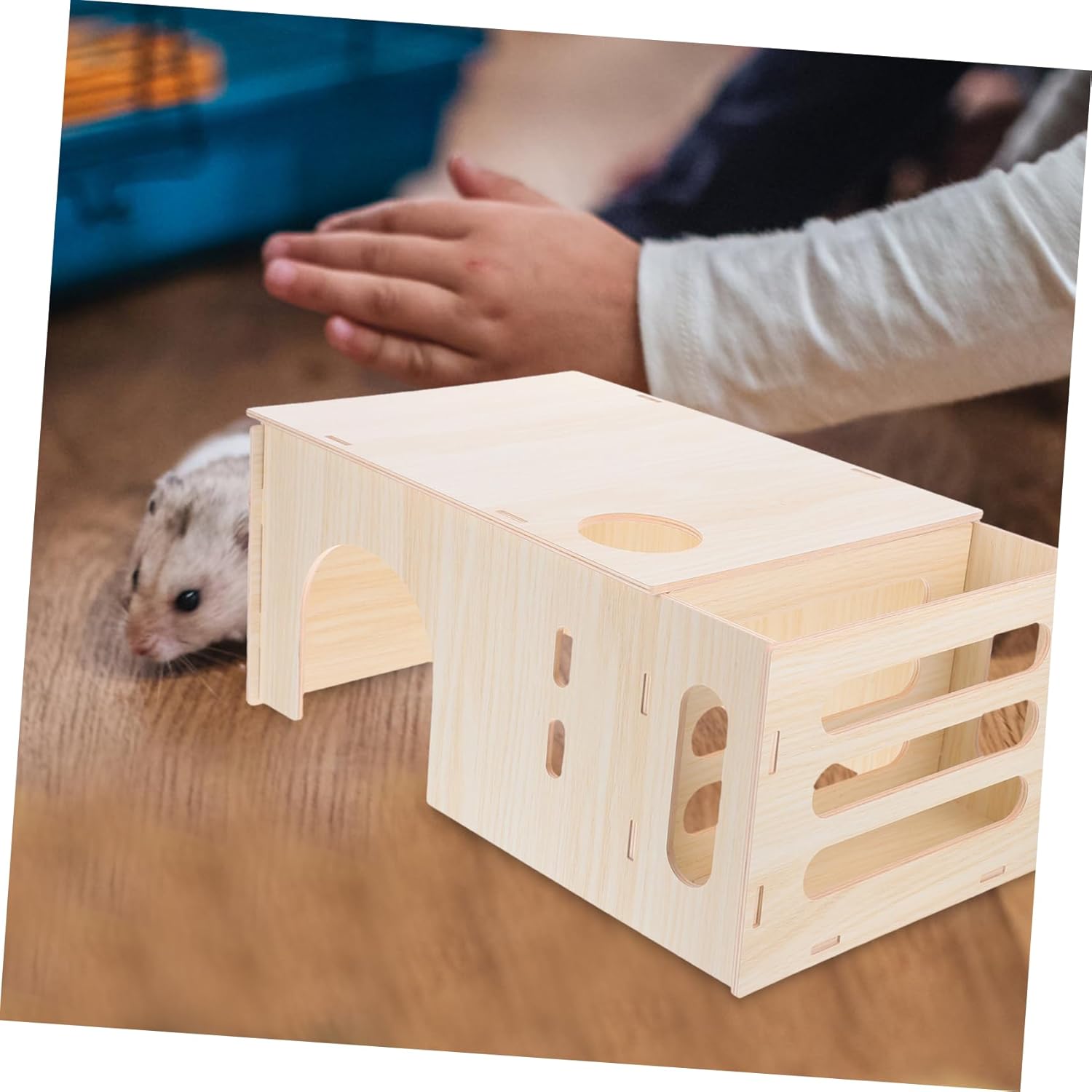 Kisangel Wooden Small Pet Hideout, Nest Box for Rabbit Hamster Chinchilla, Easy Clean Animal House