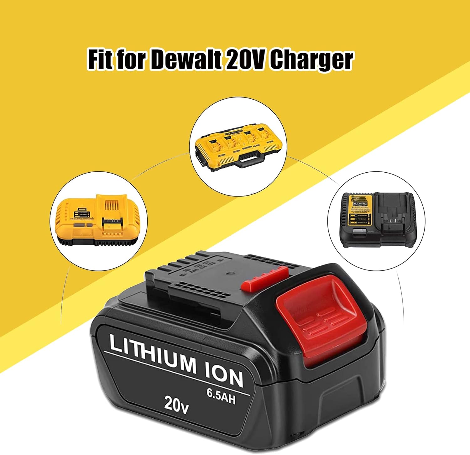 JYJZPB 2 Pack 6.5Ah Replace Battery Compatible for DeWalt 20V MAX Battery DCB200 DCB204 DCB206 DCB206-2 DCB201 DCB203 DCB181 DCB180 DCD/DCF/DCG 20 Volt XR Battery - Image 5