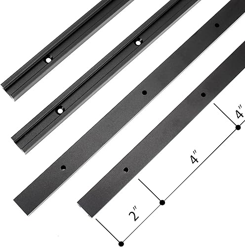 Miniatura 3 de Paquete de 4 pistas en T de 24 pulgadas para carpintería con tornillos, herramientas de carpintería de aleación de aluminio, perfil de doble corte,