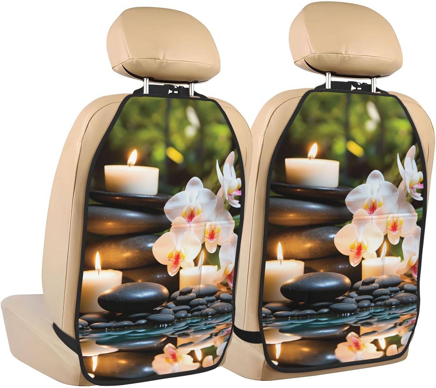 Kick Mat Back Seat Protector for Car 2 Pack Extra Large Car Back Seat Cover with 3 Storage Pockets Waterproof Seat Back Protector Relaxation with Massage Spa Backseat Car Organizer for Trucks SUV