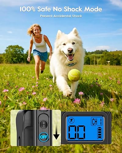 Miniatura 6 de Slopehill Collar de entrenamiento para perros, collar electrónico de choque para perros con control remoto (negro y verde)