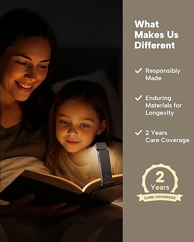Miniatura 7 de 86lux Luz de Libro, Luz de Lectura LED Recargable con Clip para Uso en Cama y Noche - 3 Temperaturas de Color con Atenuación Continua, Diseño