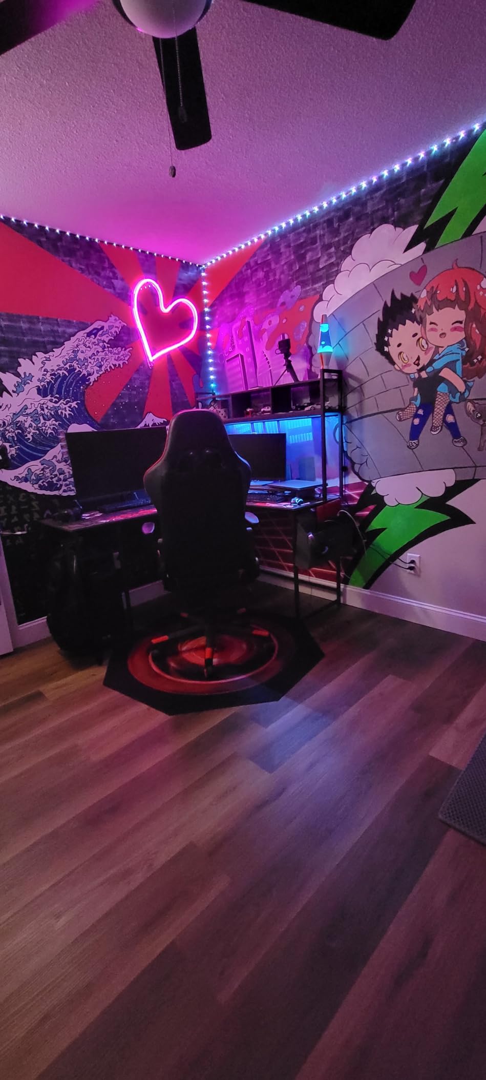 33/mo Finance Aheaplus L Shaped Desk with Power Outlet & LED Strip