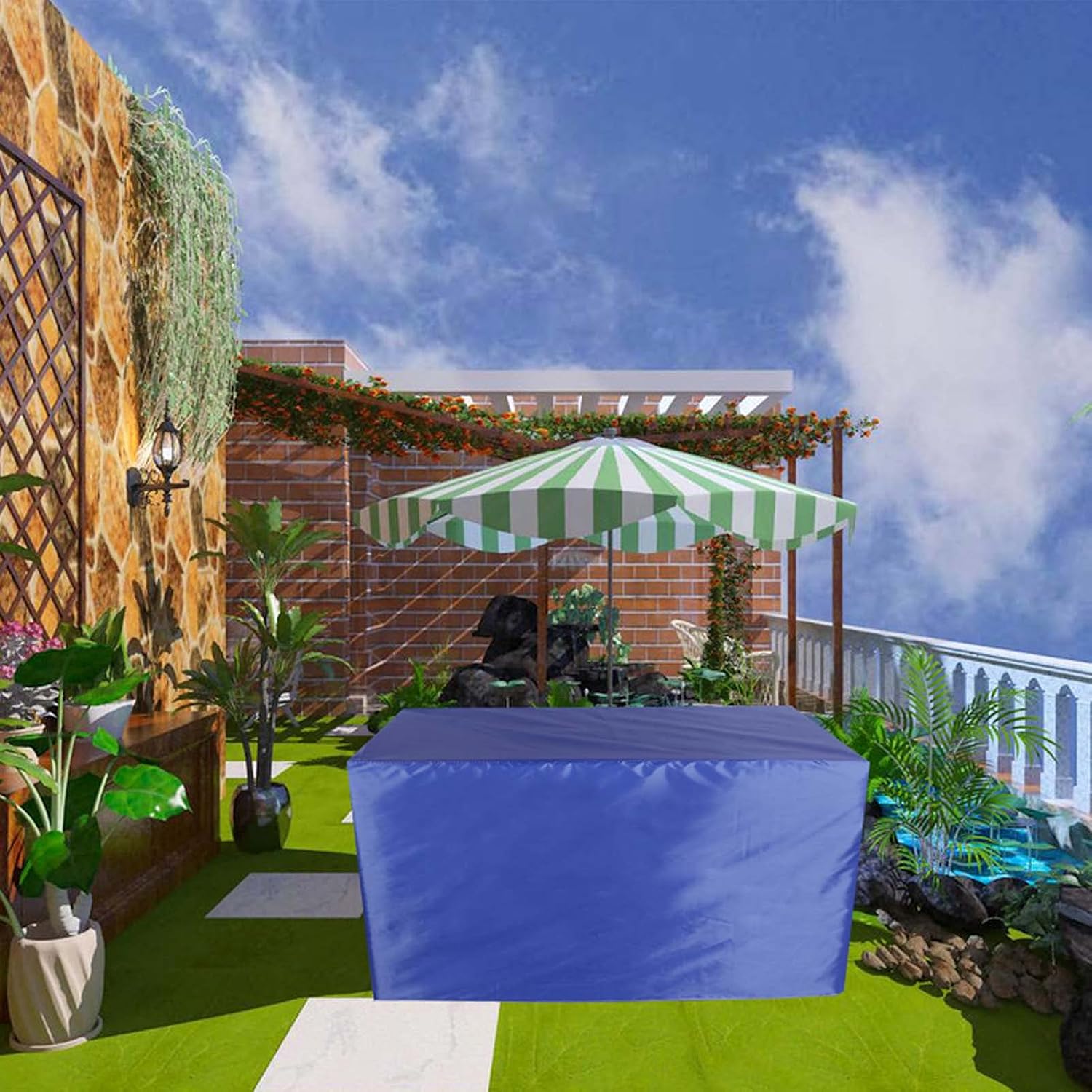 Patio Table Set Cover 106”x71”35”, Rectangular Garden Furniture Cover, Waterproof Garden Table Cover, Black Patio Furniture Covers, Table Covers for Outdoor Furniture