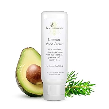 Bee Naturals Ultimate Foot Cream 4 Oz Deep Hydration for Dry, Cracked Heels & Calluses Enriched with Shea Butter, Avocado Oil & Therapeutic Essential Oils Non-Greasy, Soothing properties