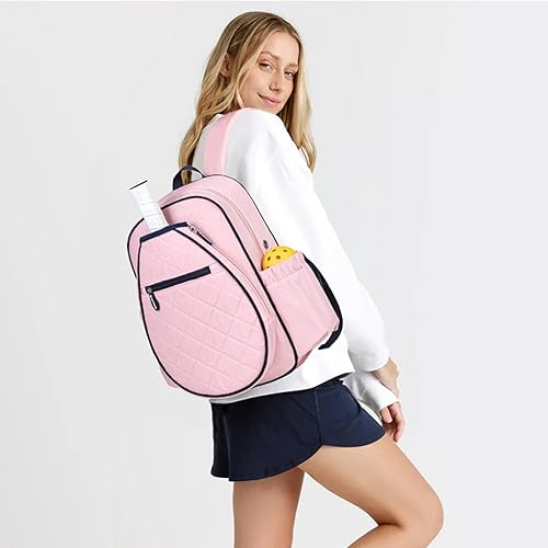Miniatura 7 de Pickleball Bag, Quilted Pickleball Backpack with Shoe Compartment & Waterproof Pocket, Pickle Ball Paddle Bag Fits 2 to 4 Paddles for Women and Men