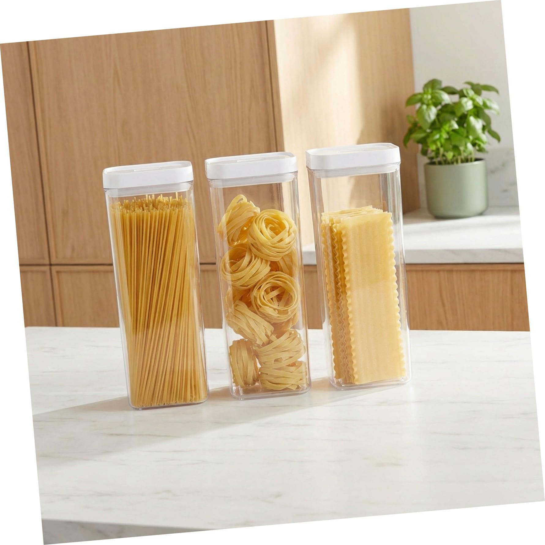 Cabilock 3piezas Contenedor De Pasta Hermético Para Almacenaje De Alimentos Organizador De Cocina Para Espaguetis Cereal Frijoles