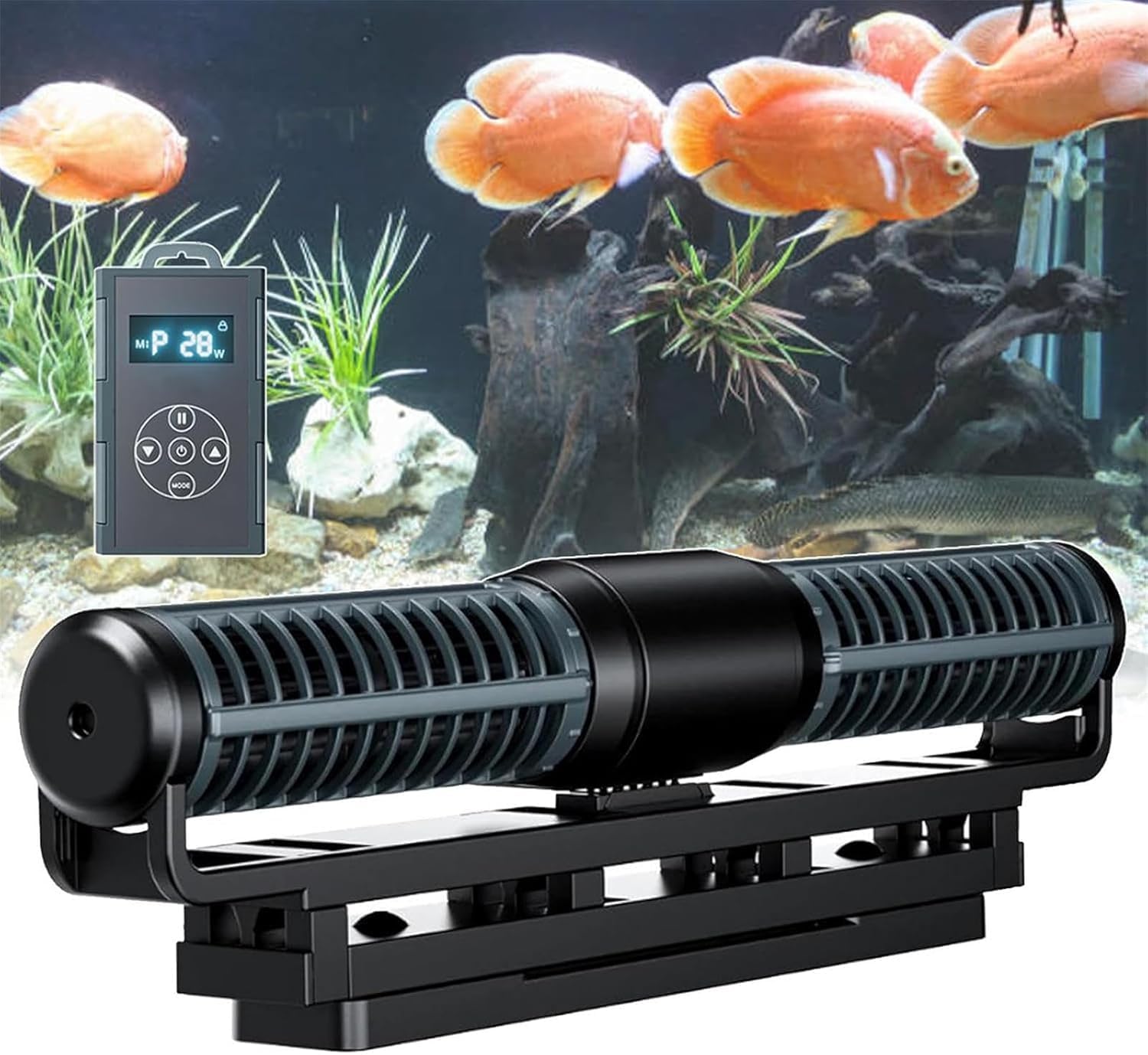 FHRKA Aquarium Wave Maker Pump - Cross Flow Water Circulation - Quiet Auto Night Mode & Mobile APP Control- Strong Magnetic Base