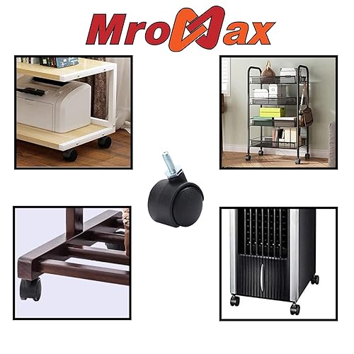 Miniatura 7 de MroMax Rueda giratoria de nailon de 1.46 pulgadas de diámetro de 360 grados, 0.315 in x 0.512 in, rueda giratoria de vástago roscado de 1.457 in