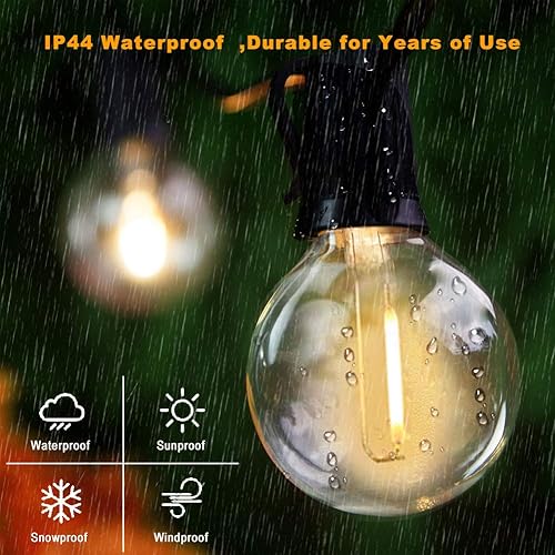 Miniatura 4 de Muasdae Tira de luces para patio al aire libre de 18 pies, con certificación UL, con 10+1 bombillas LED G40 de plástico transparente, decoración