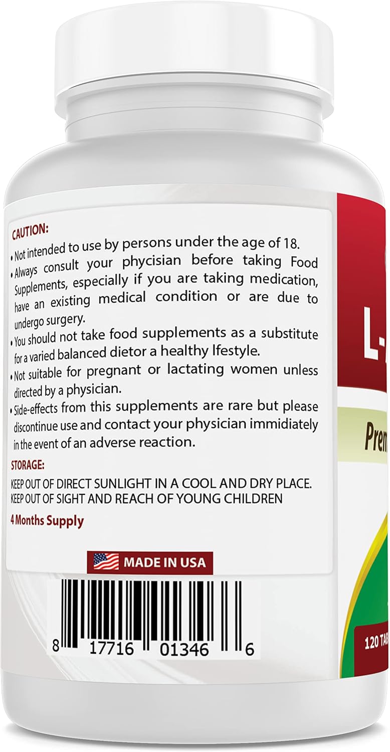 Best Naturals 3 Pack L-Arginine 1000 mg 120 Tablets - Pharmaceutical Grade L Arginine Supplement Promotes Nitric Oxide Synthesis (Total 360 Tablets)