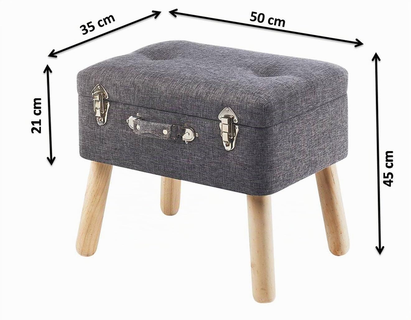 Kobolo Kofferhocker Hocker Polsterhocker aus Textil 50x35x45 cm Grau