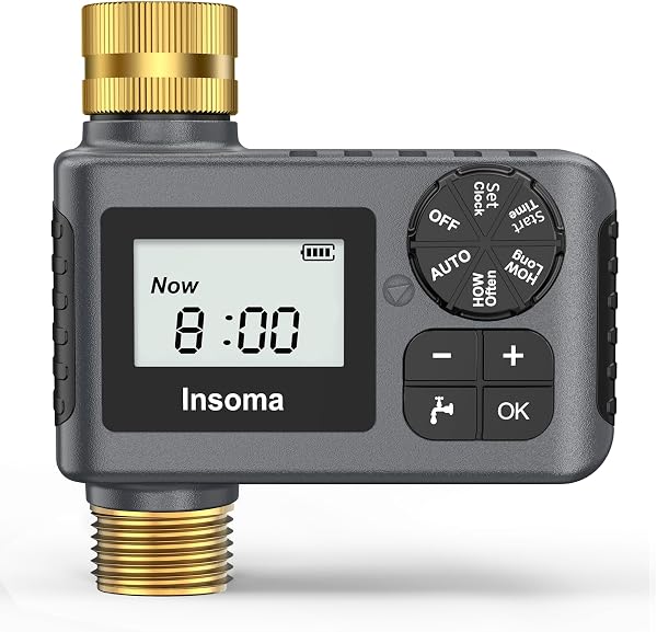 Sprinkler Timer with Brass Inlet and Outlet, Programmable Water Timer for…