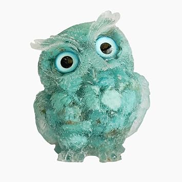 Hand-Carved Natural Crystal Owl Statue Owl Decor ,Green Owl Figurine, Animal Figurines Desk Decor and Owl Gifts for Women.Turquoise