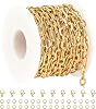UMAOKANG 16.4 Feet Gold Plated Chain for Jewelry Making Stainless Steel Paperclip Chain Necklace Bracelet DIY Jewelry Supplies Findings