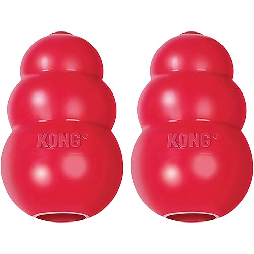 KONG Classic Stuffable Dog Toy - Fetch & Chew Toy for Dogs - Treat-Filling Capabilities & Erratic Bounce for Extended Play Time - Durable Natural Rubber Material - for Large Dogs (Pack of 2)
