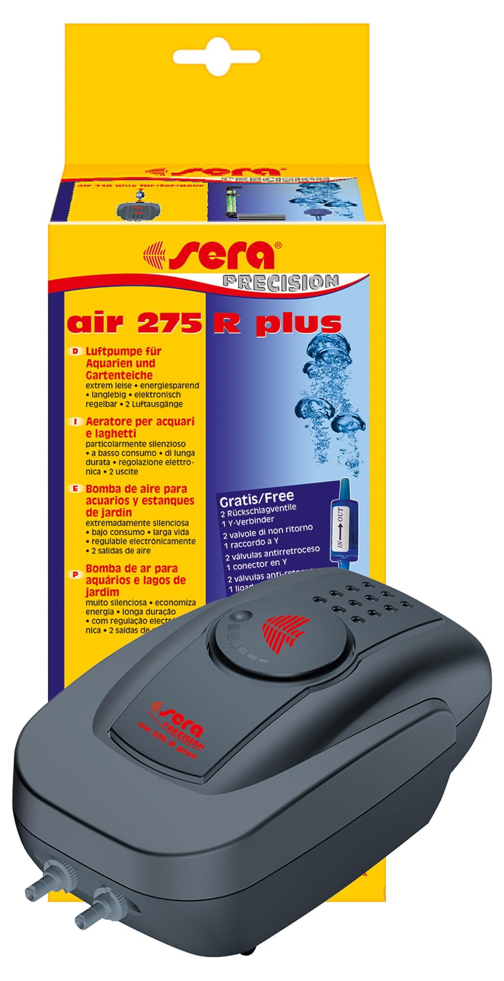 Sera Air Plus - Extremely Quiet, Particularly Energy-saving and Powerful Air Pumps, Partially Electronically Adjustable and Up to 4 Air Outputs