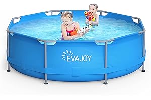Evajoy 10ft Round Metal Frame Above Ground Small Frame Pool