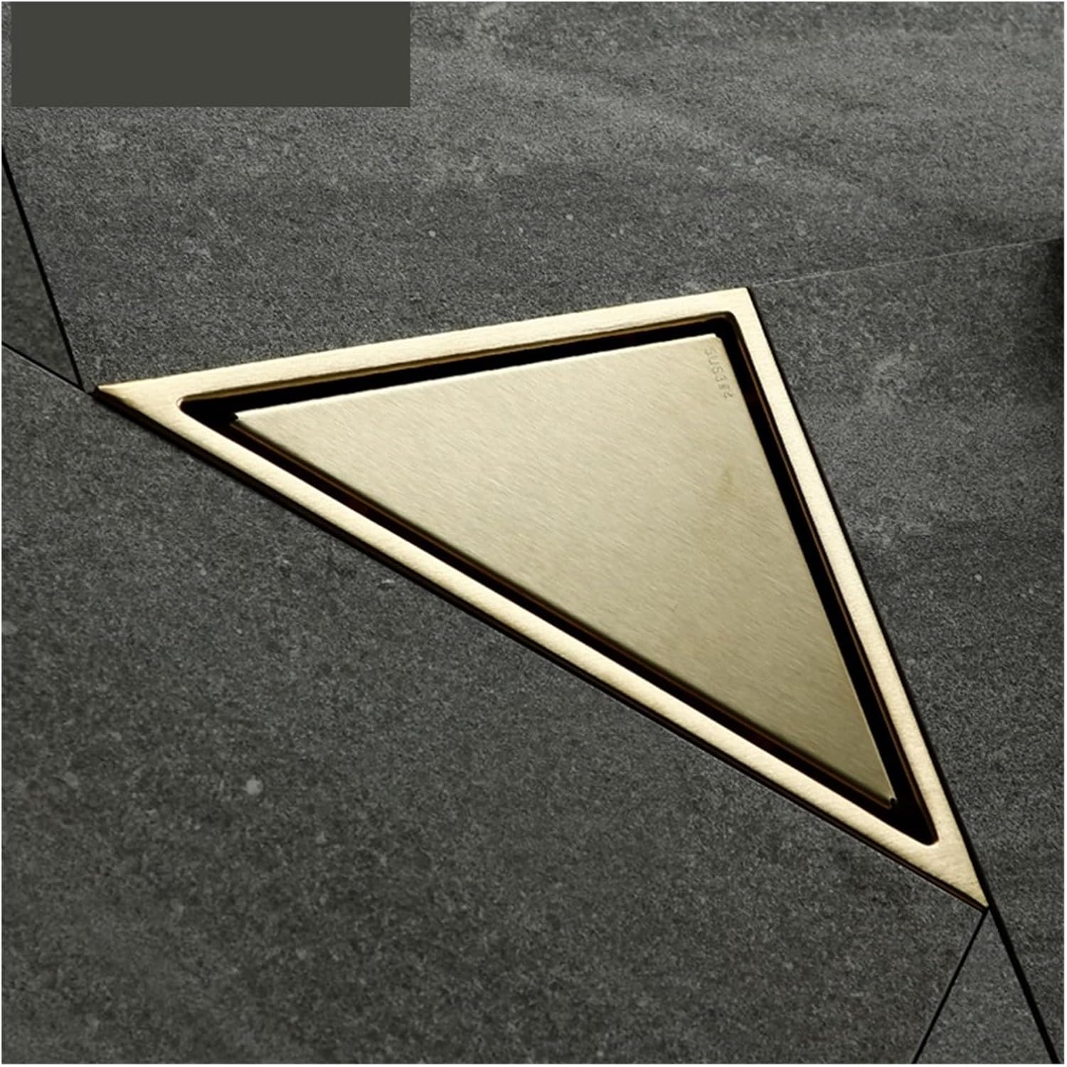 Bathroom Hidden Type Sink Drains Triangle Tile Insert Floor Drain Stainless Steel,Brushed Gold Shower 232 * 117mm