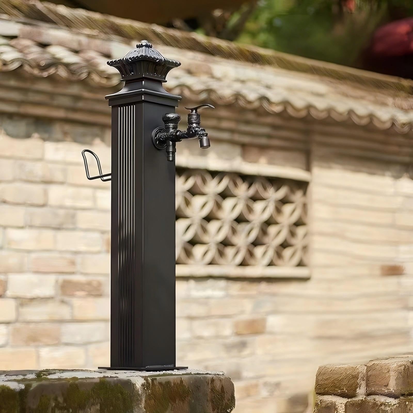 XDLEDMKIZ Water Spigot,Faucet Water Column,Frost-Free Outdoor Faucet - 31.5in Decorative Bronze Garden Fountain Hydrant, Retro Water Column for Backya
