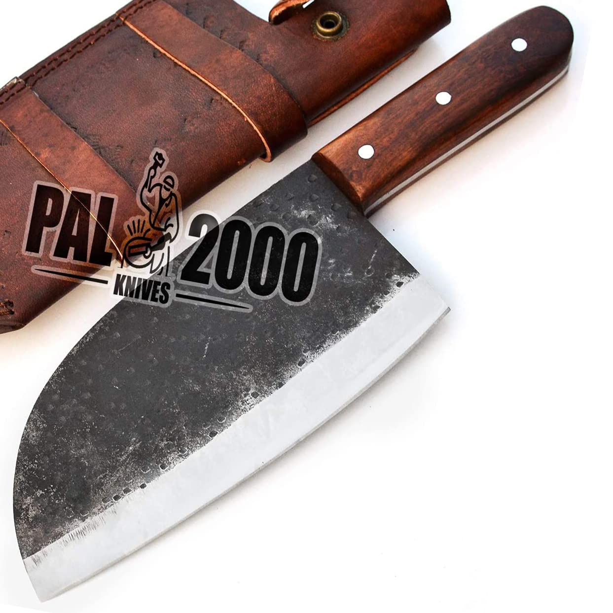 PAL 2000 KNIVES Custom Handmade Carbon Steel 11.4 Inches Cleaver Chopper Knife - Rose wood Handle 9832