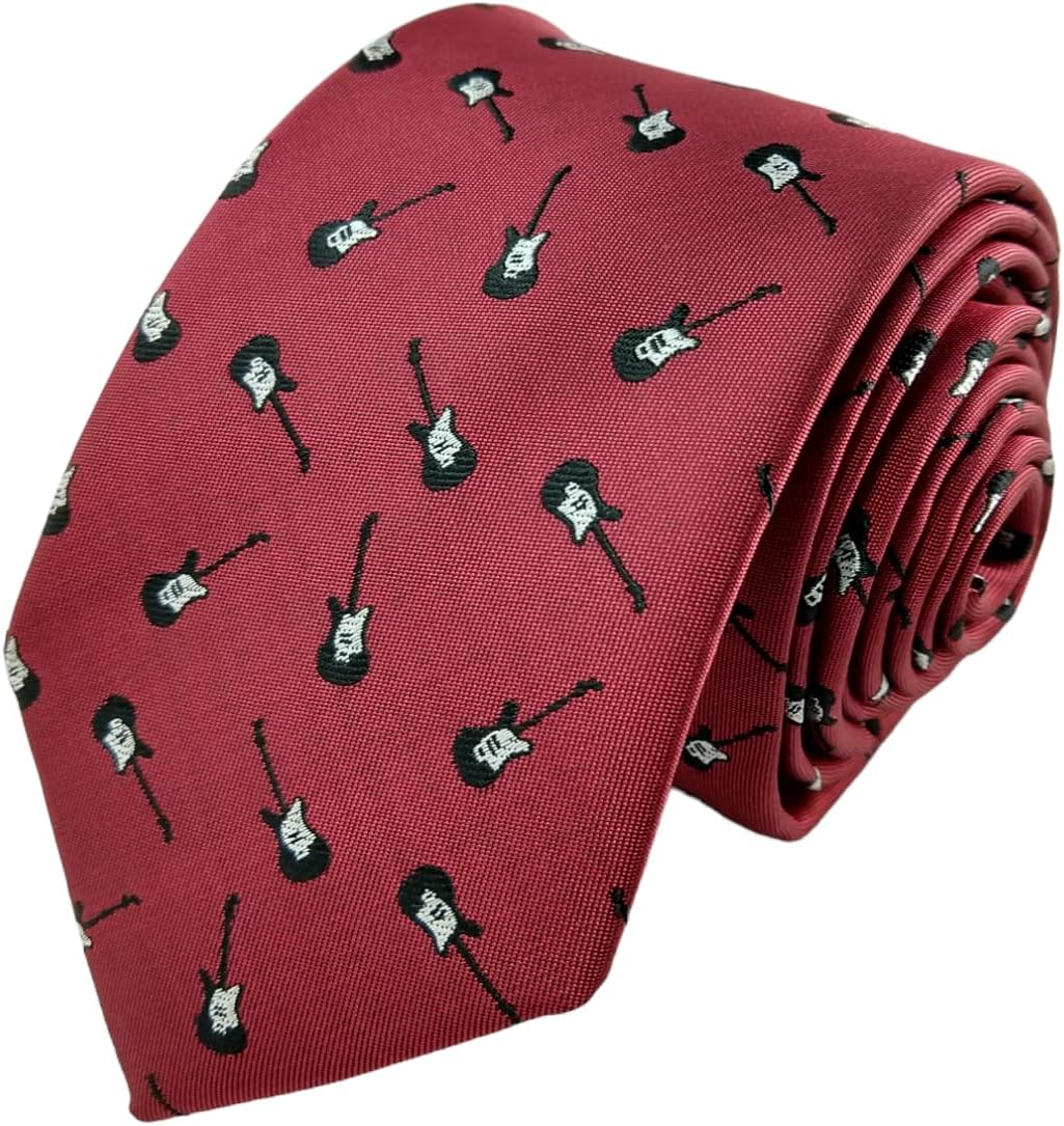 Guitar Tie - Men's Guitarist Gift - Bassist & Electric Guitar Necktie