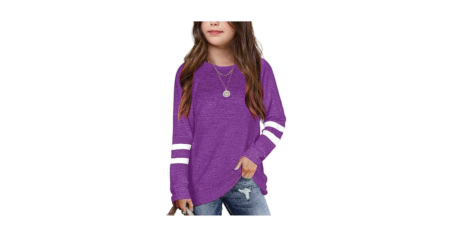 Amazon.com: Girls Kids Casual Tops Crewneck Soft Striped