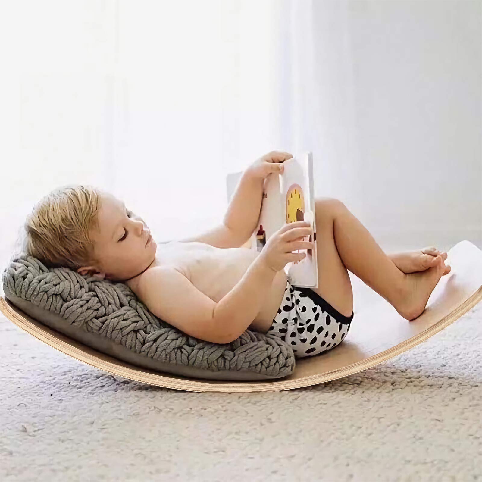 GOPLUS Balance Board Holz, Kurviges Board mit Filzunterseite, Balancierbrett für Kinder und Erwachsene, 90 cm x 40 cm