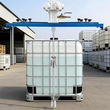IBC Tote Mixer, 250 Gallon Air Agitator with Folding Propeller & Support Hanger, Stepless Speed Regulation, Suitable for Mixing Spray Paints, Coatings & High-Viscosity Solutions Model A