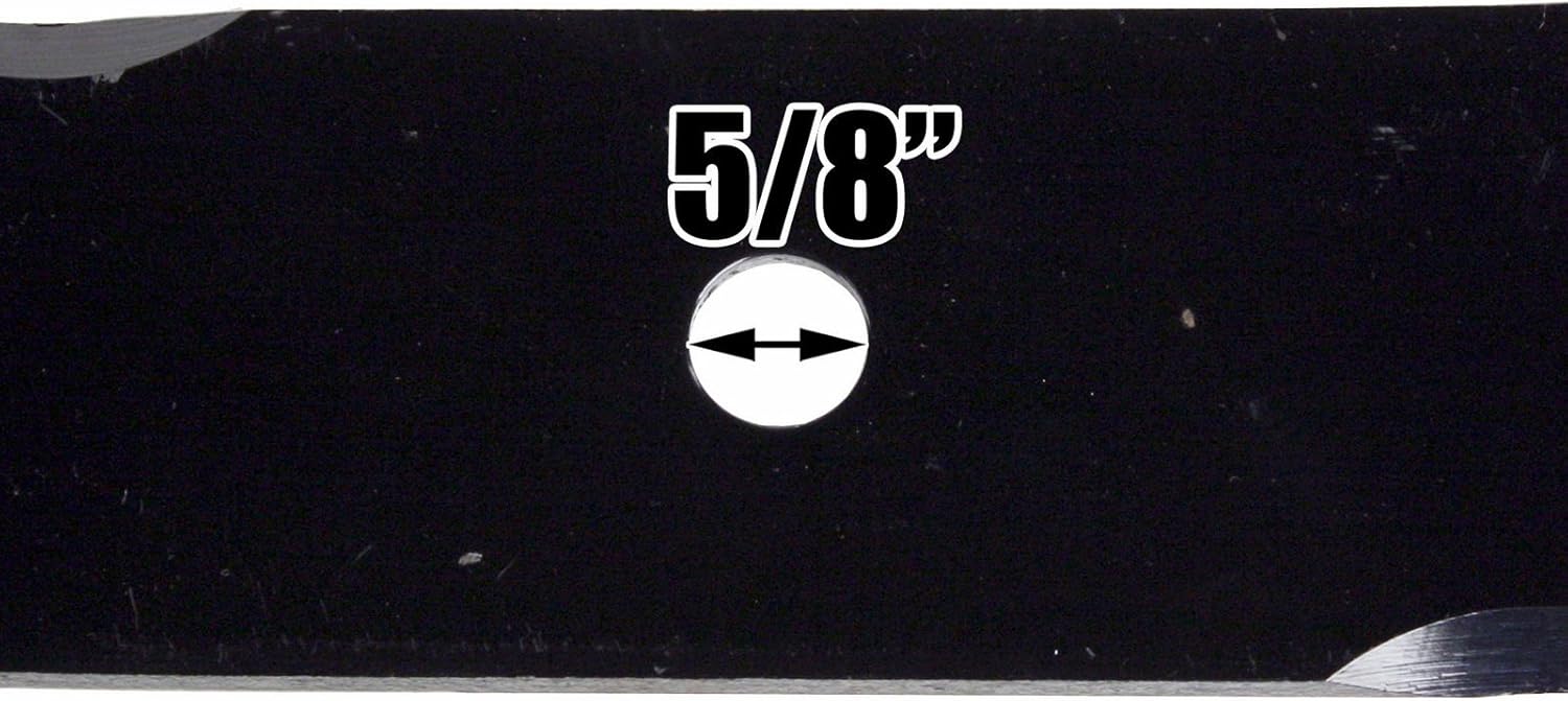 USA Mower Blades 3 MB061BP Toothed Medium Lift for Ariens 00273000 04919100 04920600 05244100 Toro 103-2507 Length 16-1/4 in. Width 2-1/2 in. Thickness .204 in. Center Hole 5/8 in. 32 in. 48 in. Deck