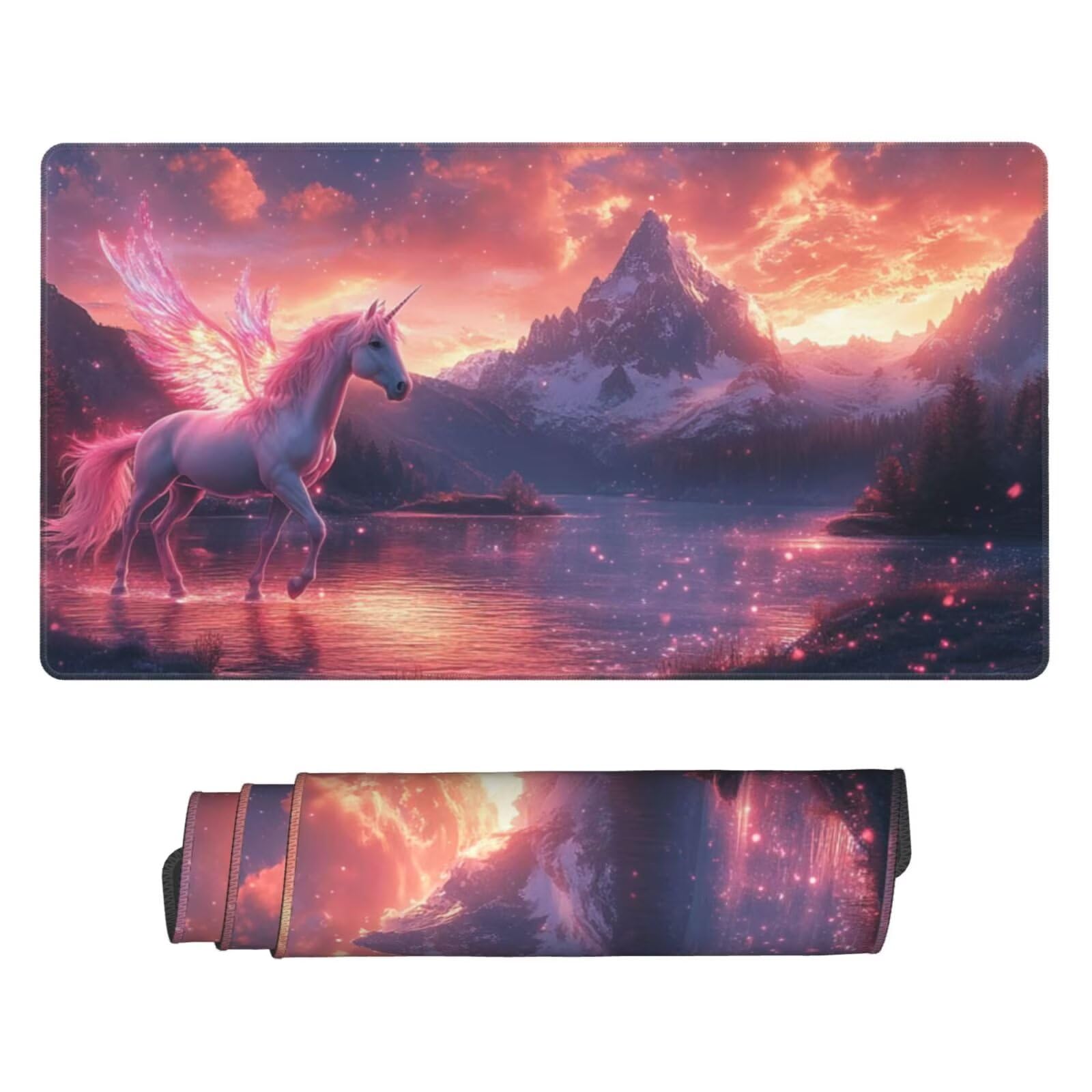 Gaming Mauspad XXL 900x600x3mm Mousepad Verlängertes Groß Mauspad Schreibtischauflage,Genähte Kanten rutschfeste Gummibasis,Verbessert Präzision Geschwindigkeit Home Office Schneeberg-Einhorn L-1462
