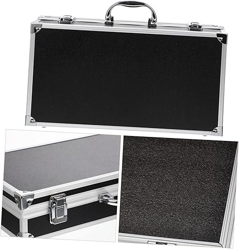 Miniatura 2 de Hemoton Maletines Caja de herramientas de aluminio Maletín de aluminio negro con cerradura Estuche cosmético Maletín de aluminio para hombres