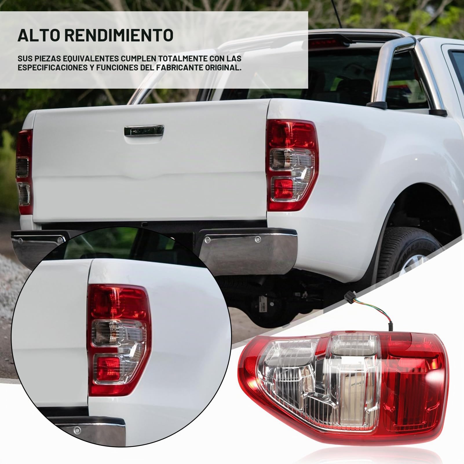 Piloto Trasero Derecho para Ford Ranger T6 2012-2021 | Faro Trasero Lado Pasajero Ranger T6 PX MK1 MK2 MK3 2012-2021 Montaje Luz Trasera LED Directo Plug and Play