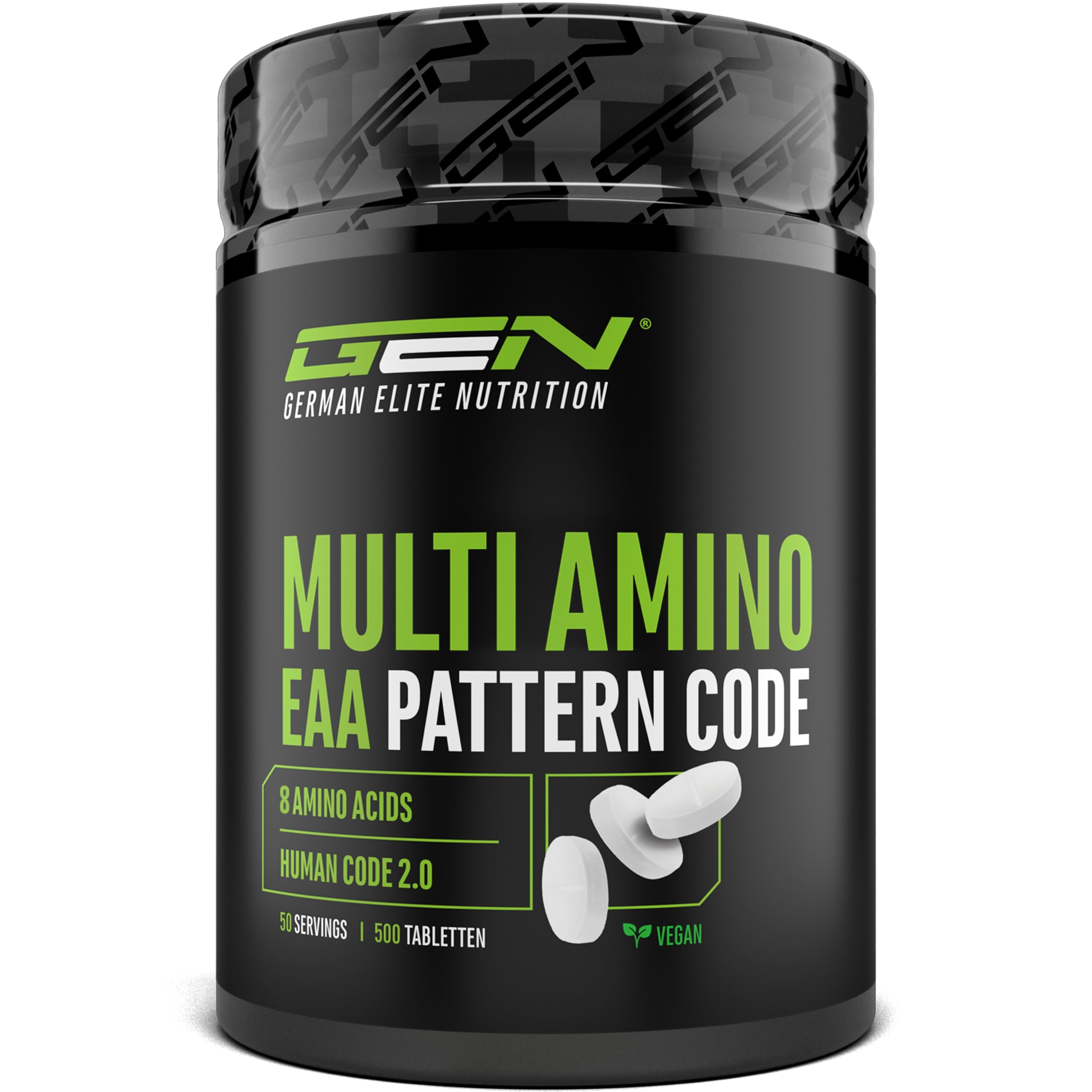 Multi Amino-EAA Pattern Code - 500 compresse da 1000 mg ciascuna - Formula Human Code - Tutti gli 8 aminoacidi essenziali - Da fermentazione vegetale - Alto dosaggio - Vegan