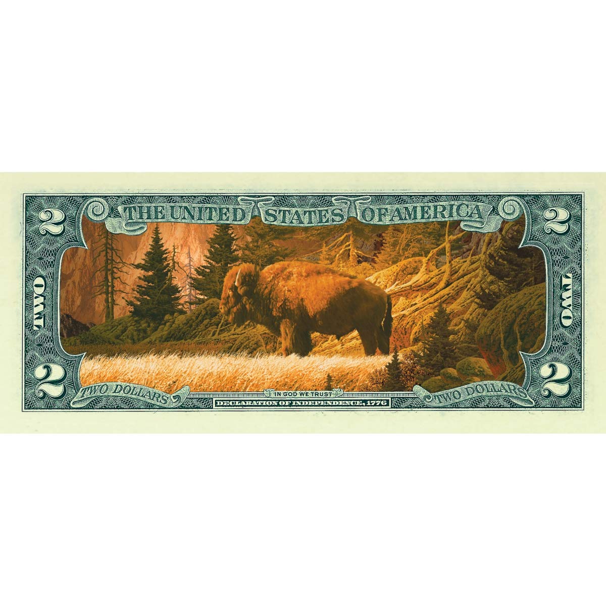 15311 Two Dollar Bison Colorized Bill