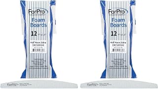 ForPro Half Moon Foam Boards, Zebra, 100/180 Grit, Double-Sided Manicure and Pedicure Nail Files, 7” L x 1.1” W, 12-Count (Pack of 2)