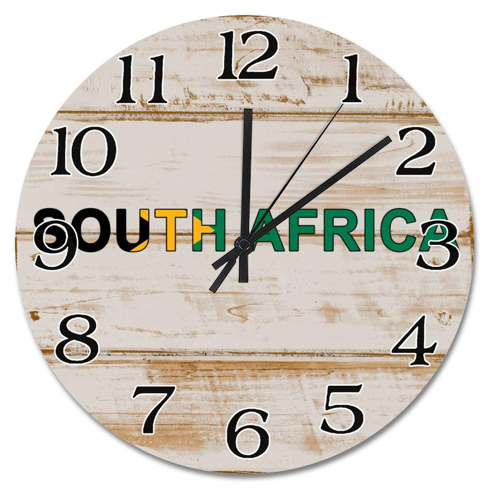 Horloge murale en bois silencieuse 38cm Afrique du Sud pour vos murs