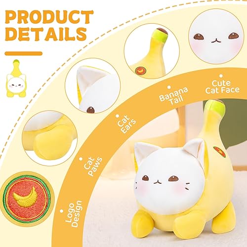 Miniatura 2 de Juguete de peluche de animal de peluche, lindo cojín de peluche de gato, juguete de peluche de gato de plátano, juguete de cumpleaños para niños y