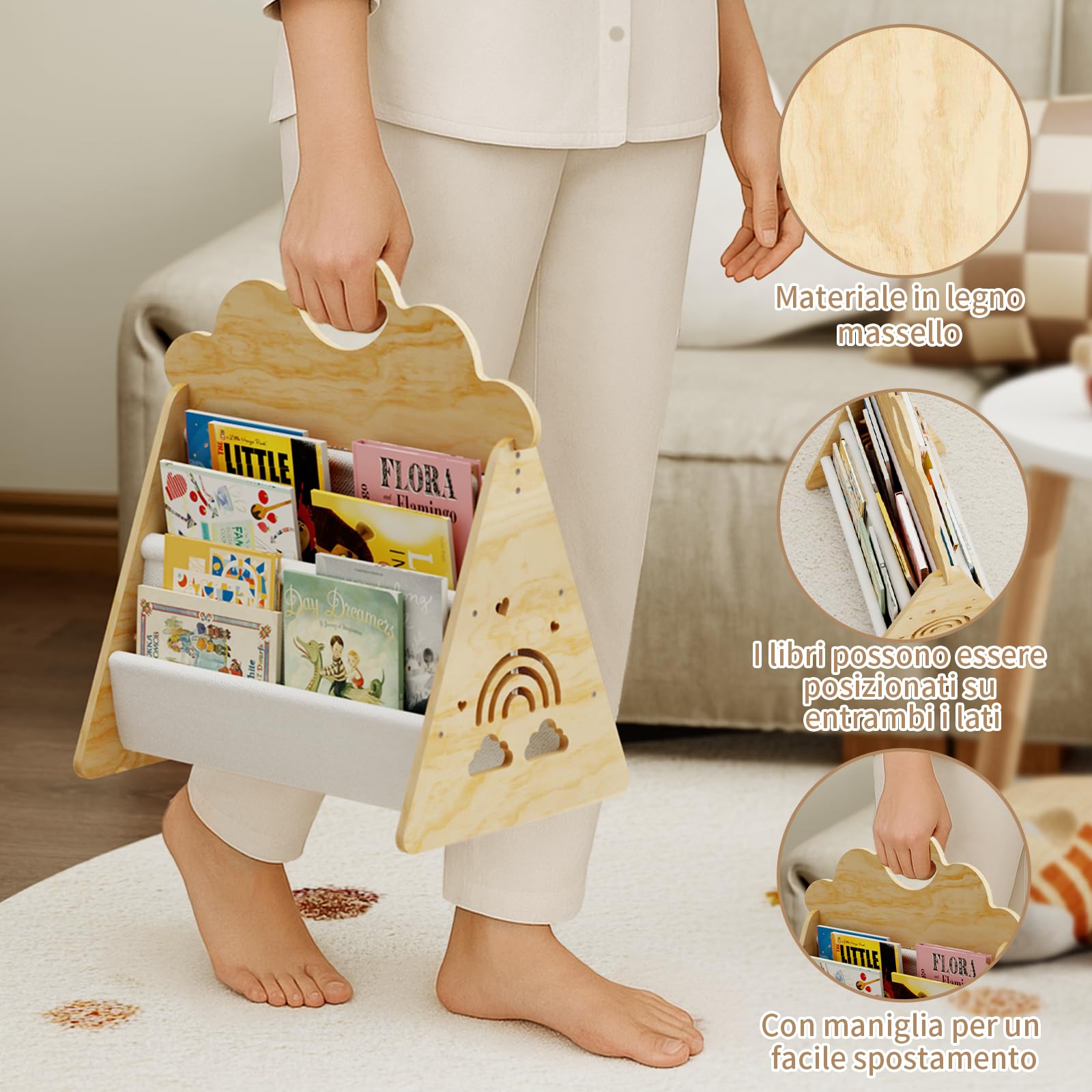 Librerie in legno per bambini, librerie Montessori per bambini, contenitori per libri per bambinis per angolo lettura, cameretta per neonati, librerie per bambini