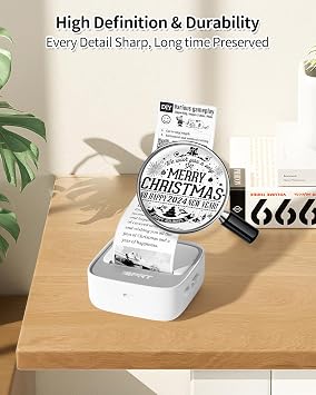 iDPRT Sticker Maker, Portable Thermal Printer with 1 Roll Sticker Paper, Bluetooth Inkless Printer Mini Label Maker for Study, DIY, Notes, Mini Label Maker with Multiple Template in Free App, Grey