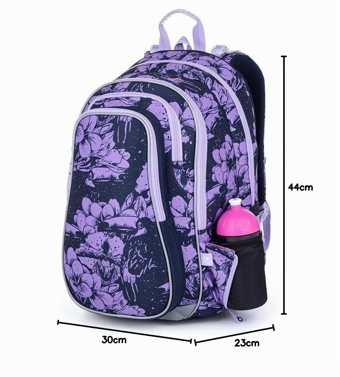 TOPGAL LYNN – Schulrucksack für Mädchen ab 3. Klasse, ergonomisch & leicht, wasserabweisend, mit reflektierenden Elementen, 27 L Schulranzen mit Brustgurt & Rückenpolsterung (Blumen)