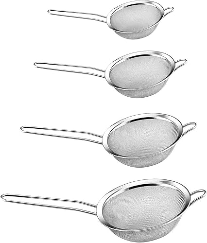 Miniatura 8 de YBM HOME Colador de malla fina de acero inoxidable con mango para enjuagar granos, frijoles, frutas de arroz, etc. Plata (1, 8 pulgadas)