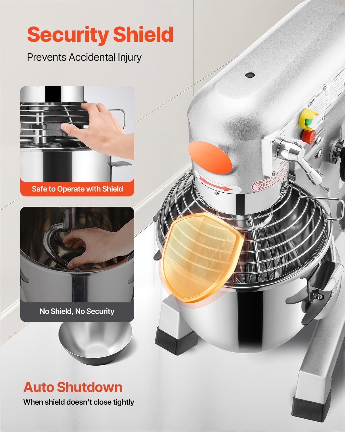 Happybuy 30L profesjonalny mikser do żywności z 3 regulowanymi prędkościami, 3-litrowy, komercyjny robot kuchenny ze stali nierdzewnej, do piekarni / restauracji/wypieków