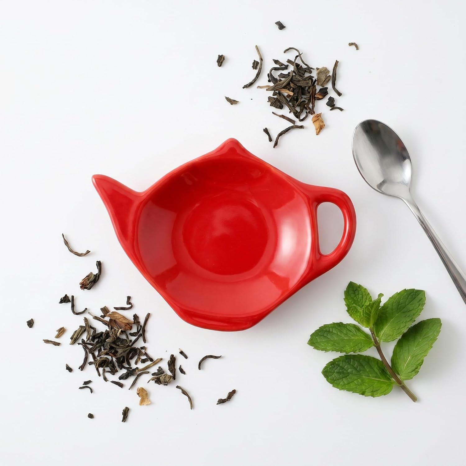 Operitacx 6pcs Ceramic Tea Bag Coasters: Teaspoon Rest Pad, Tea Bag Dish, Seasoning Dish Spoon Rests Saucer Snack Plate for Chips Sauce Dessert