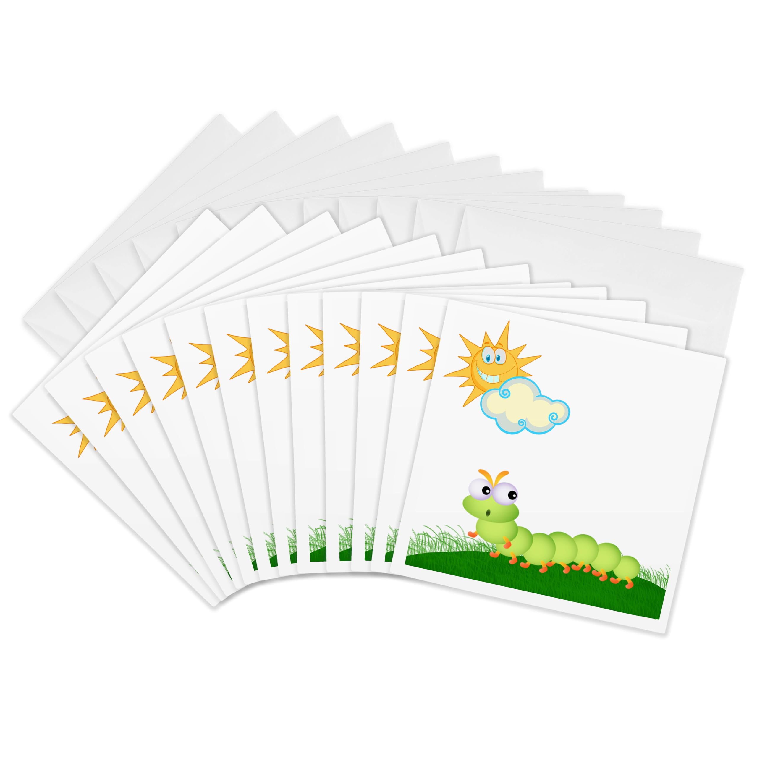 3dRose gc_57761_2 6 x 6-Inch"Cute Little Caterpillar on Evening Sky Background" Greeting Card (Pack of 12)