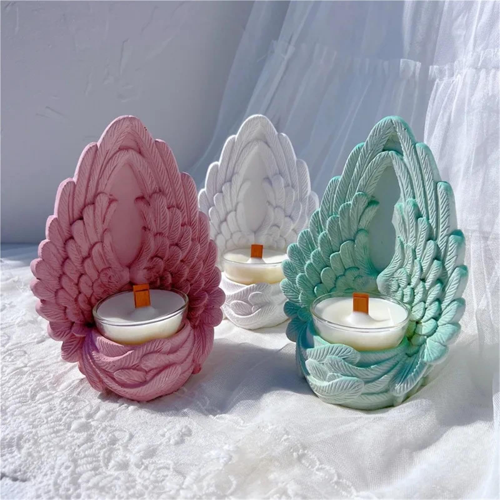 Stampi in Silicone per Ali d'Angelo Stampo for Candela in Silicone con Ali d'Angelo for portacandele in Cemento