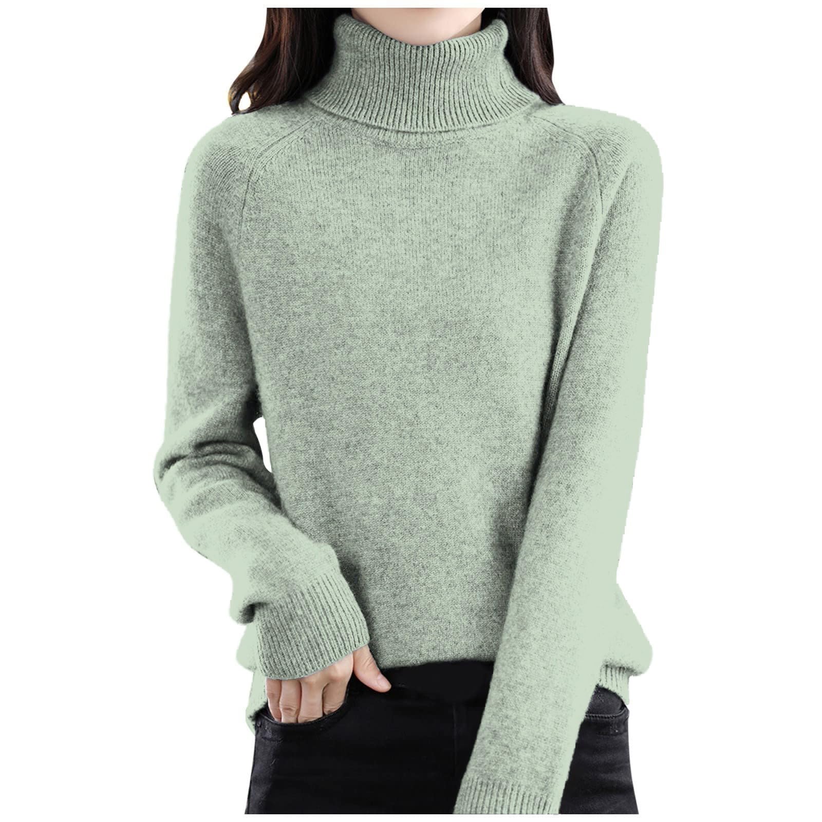 MKLUNJOP Womens Cashmere Sweater Sprng Turtleneck Long Sleeve Jumper Knitted Sweaters for Women Winter Pullover Clothing