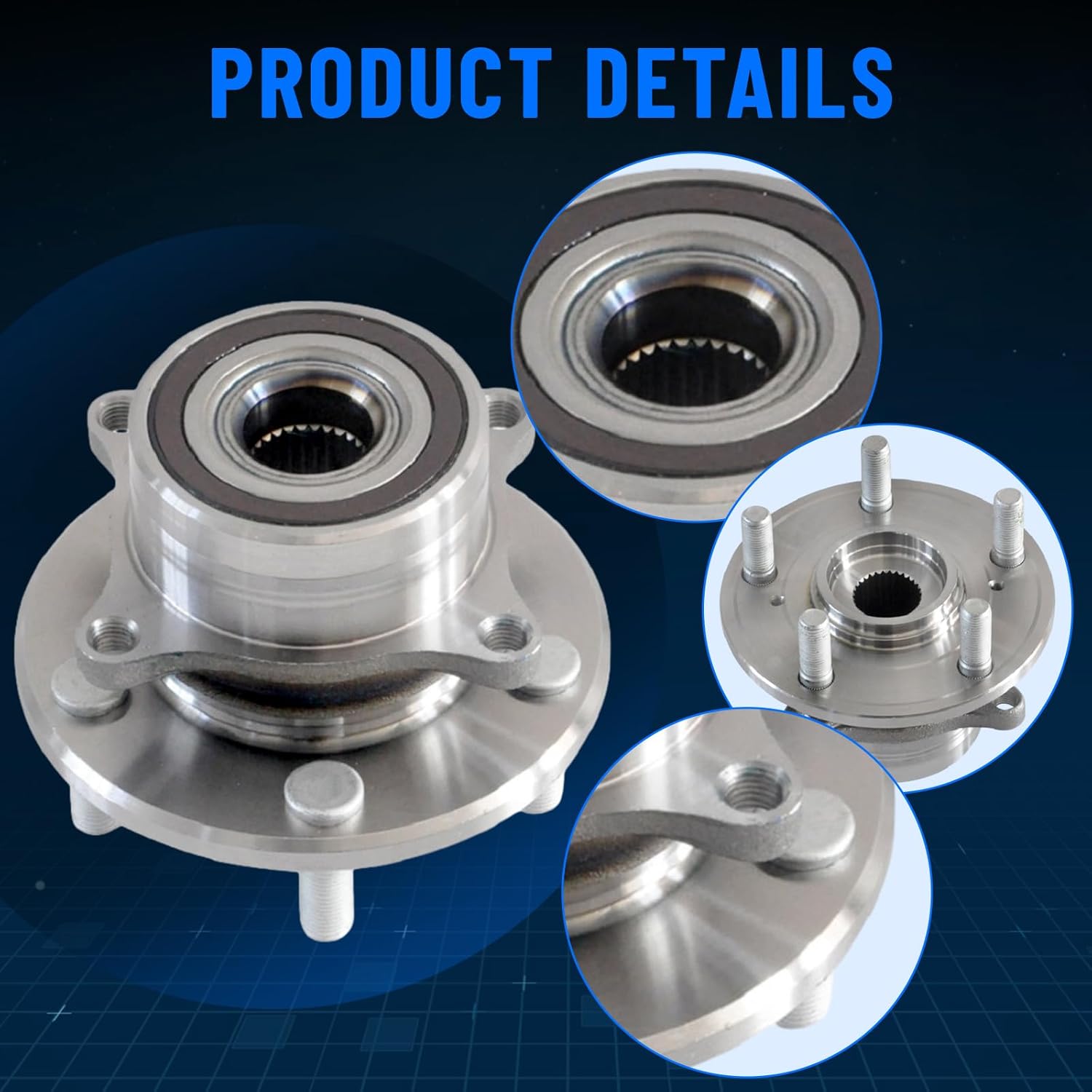 513267 Front Wheel Bearing and Hub Assembly with ABS Fits for Honda Pilot 2009-2015, Acura MDX 2007-2013/ZDX 2010-2013 Replaces 5-Lug 1 Pack