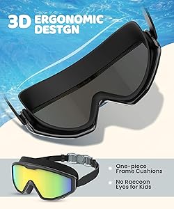 CIFOYA Kids Swim Goggles, 3 Pack Swimming Goggles for Kids 4-16, Anti-Fog UV Protection Pool Glasses for Boys Girls
